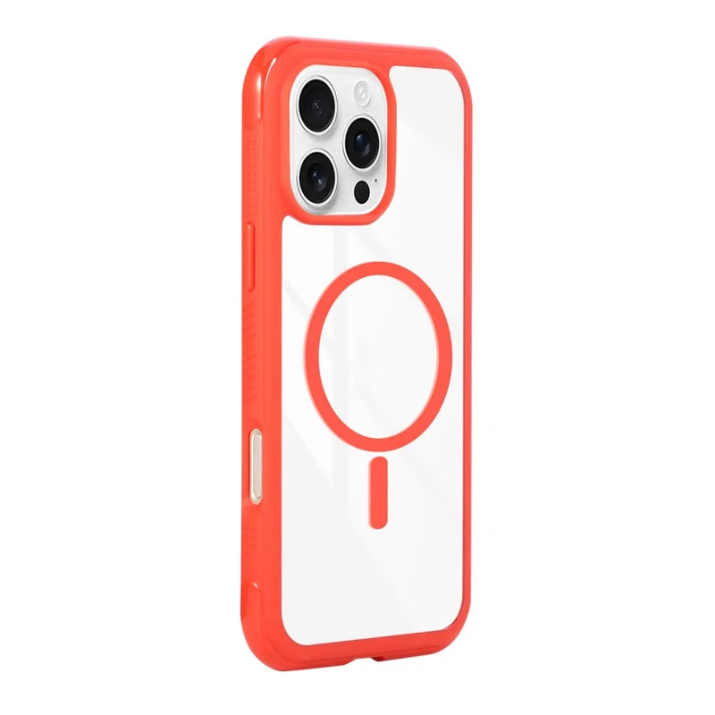 For iPhone 16 Pro Max Case Compatible with MagSafe TPU + PC Transparent Protective Phone Cover - Red