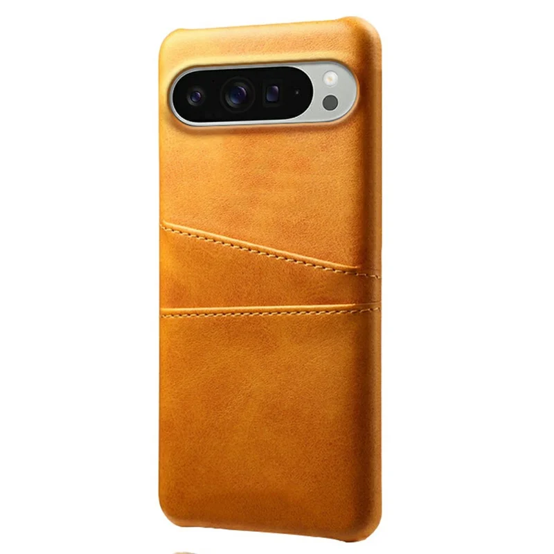 For Google Pixel 10 Pro XL Case Dual Card Slots PU Leather + Hard PC Phone Cover - Orange