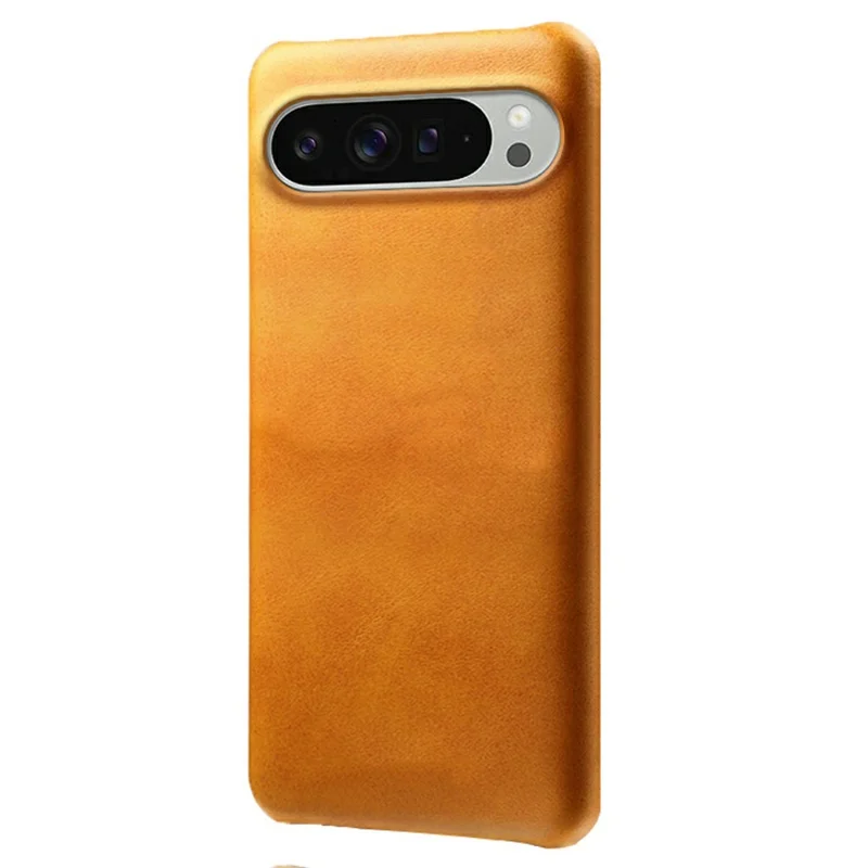 For Google Pixel 10 Pro XL Case Calf Texture PU Leather Hard PC Protective Phone Cover - Orange