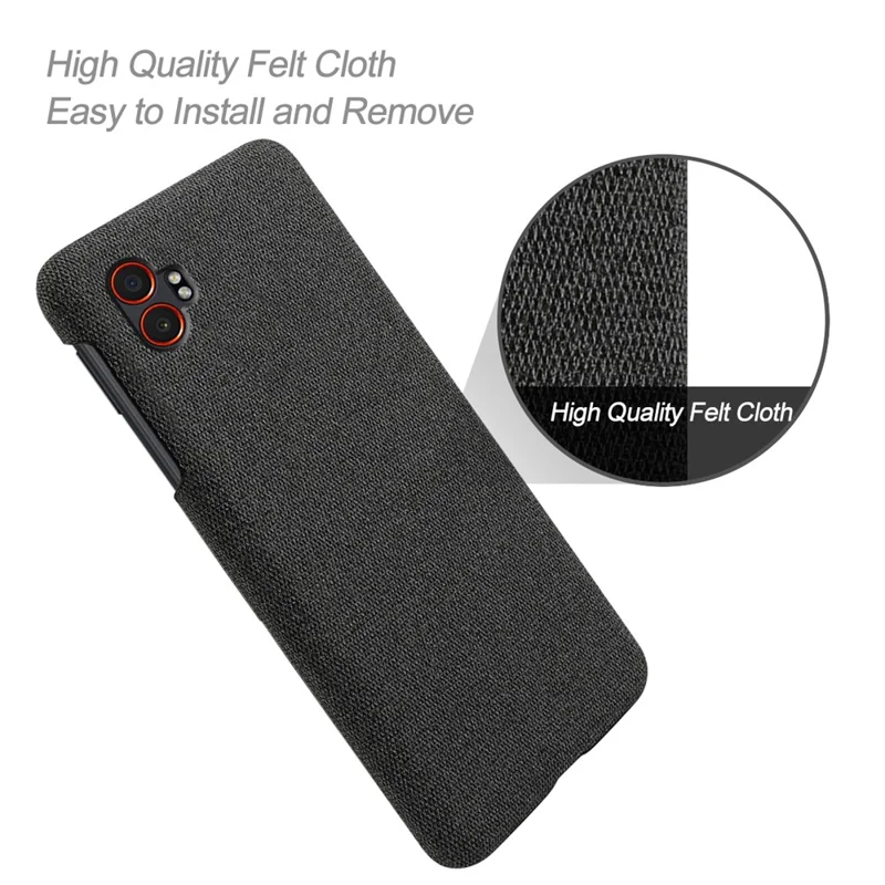 Funda para Samsung Galaxy XCover7 Pro con textura de tela, protección antigolpes, carcasa trasera de PC - Negro