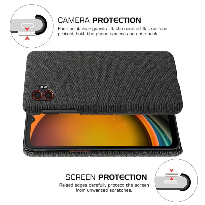 Funda para Samsung Galaxy XCover7 Pro con textura de tela, protección antigolpes, carcasa trasera de PC - Negro