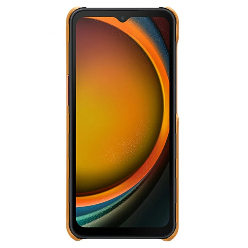 Cover per Samsung Galaxy XCover7 Pro con Doppio Slot per Schede in Pelle PU + Cover Rigida per Telefono in PC - Arancione