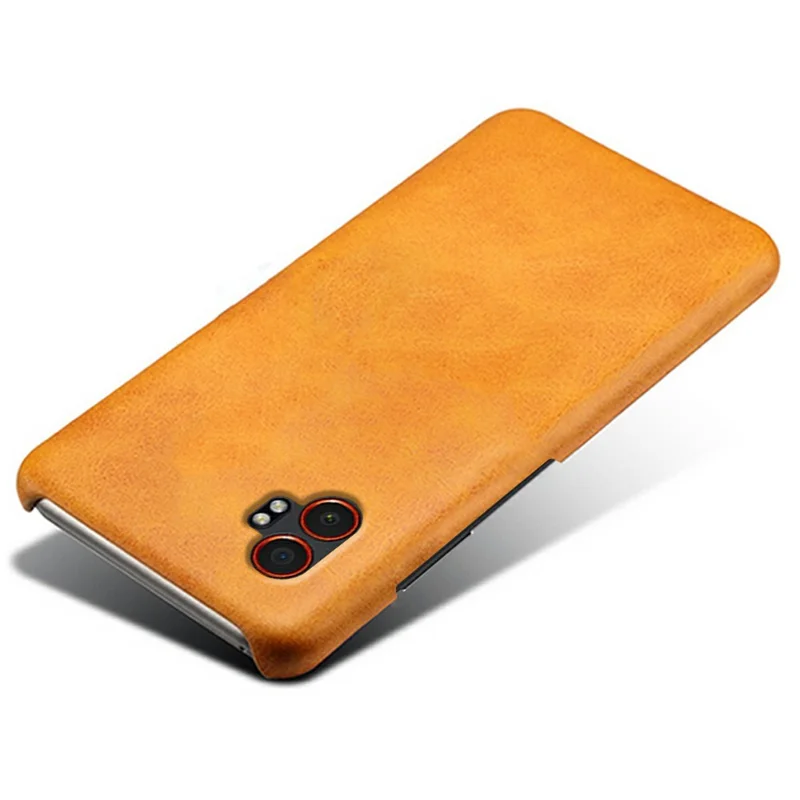 Étui en cuir PU à texture de veau pour Samsung Galaxy XCover7 Pro - Coque de protection rigide pour téléphone - Orange