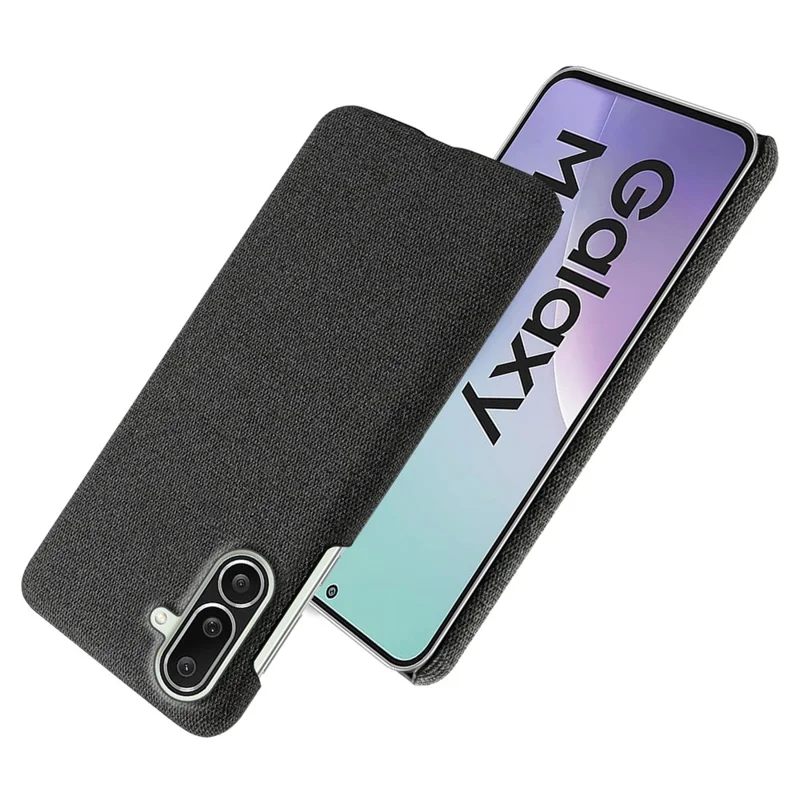 For Samsung Galaxy M56 5G Phone Case Cloth Texture Anti-Scratch Protective PC Back Cover - Black