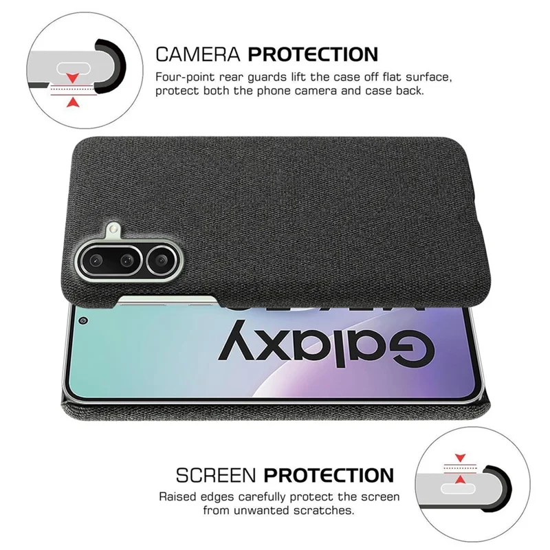 For Samsung Galaxy M56 5G Phone Case Cloth Texture Anti-Scratch Protective PC Back Cover - Black
