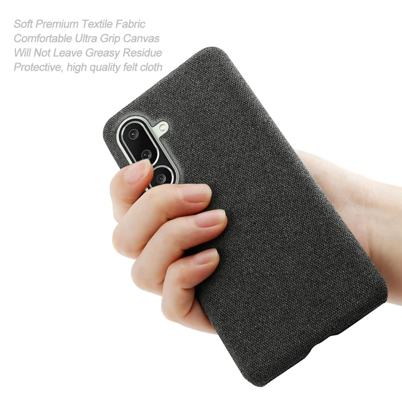 For Samsung Galaxy M56 5G Phone Case Cloth Texture Anti-Scratch Protective PC Back Cover - Black