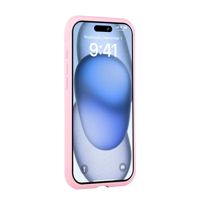 For iPhone 16 Pro Magnetic Case Stress Relief Kickstand TPU + PC Transparent Protective Phone Cover - Pink