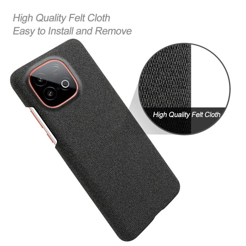 For vivo iQOO Neo10 5G Phone Case Cloth Texture Anti-Scratch Protective PC Back Cover - Black