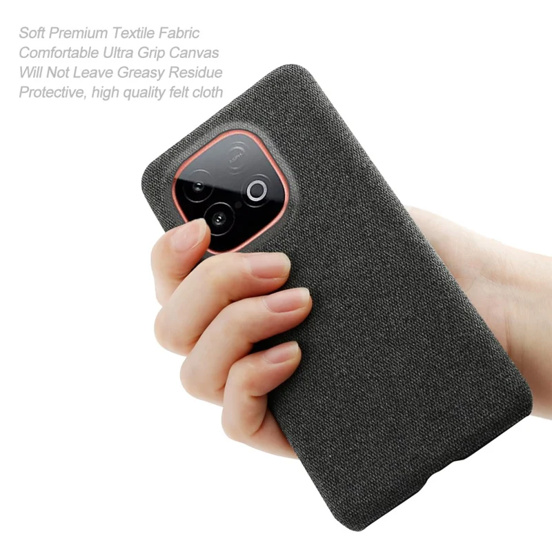 For vivo iQOO Neo10 5G Phone Case Cloth Texture Anti-Scratch Protective PC Back Cover - Black