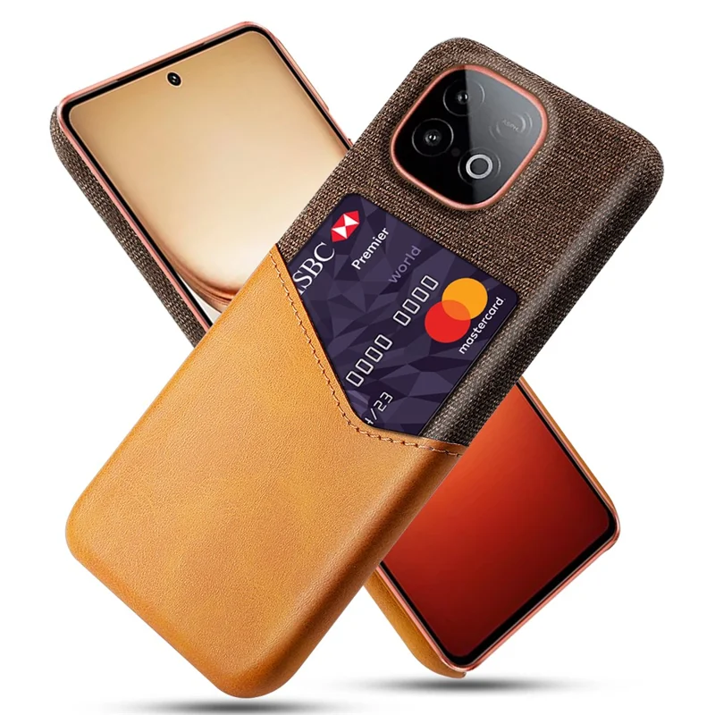 For vivo iQOO Neo10 5G Case PU Leather Cloth Texture Hard PC Phone Cover with Card Holder - Orange