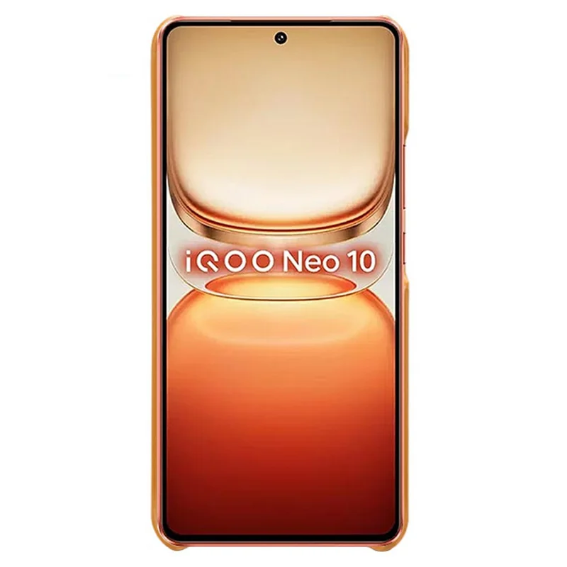 For vivo iQOO Neo10 5G Case Calf Texture PU Leather Hard PC Protective Phone Cover - Orange