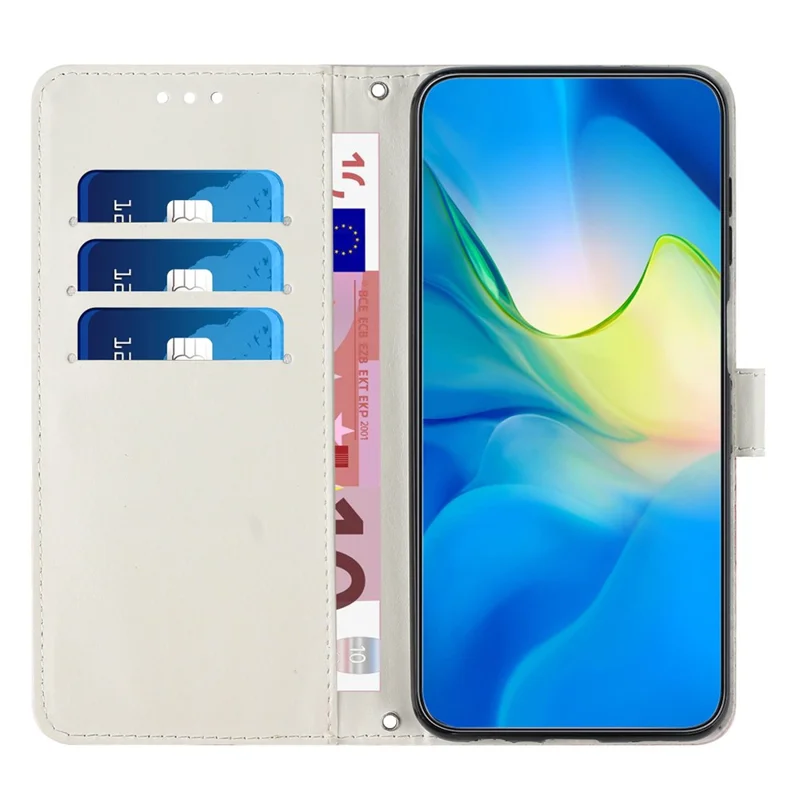 Чехол для Xiaomi Redmi A5 NFC (ЕС) (173,45 мм) с подставкой, с мраморным узором, из искусственной кожи, с отделением для карт - Розовый / Фиолетовый