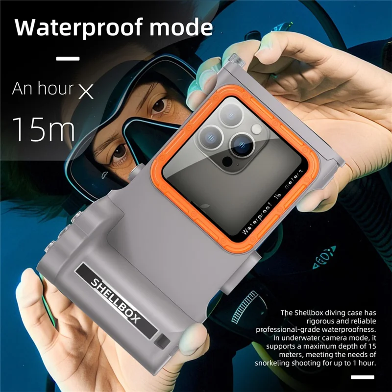 SHELLBOX Pro Gen 3 per iPhone 16 Pro Max X XR XS Max / Samsung Galaxy S25 Ultra Cover Universale Impermeabile per Immersioni Antiurto - Grigio