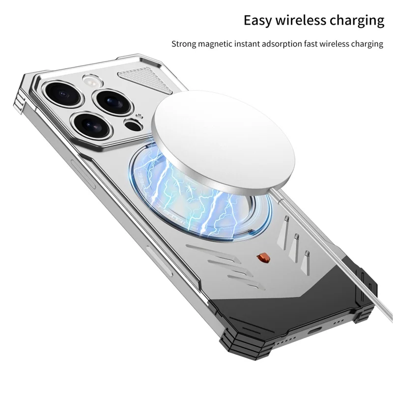 DYONG For iPhone 16 Pro Max Metal Case Frameless Hollow Heat Dissipation Phone Cover with Kickstand - Titanium Gold