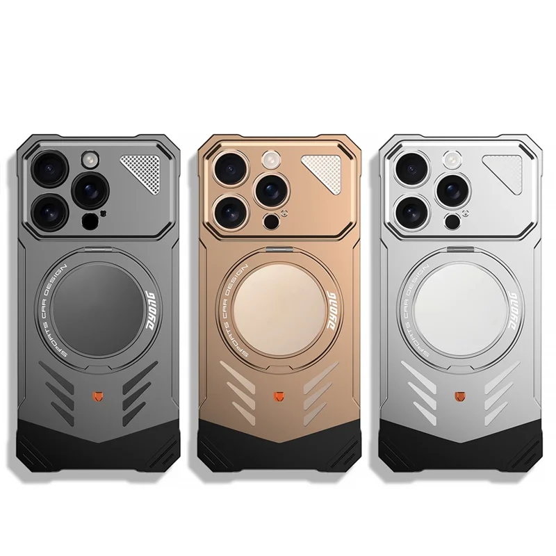 DYONG For iPhone 16 Pro Metal Case Frameless Hollow Heat Dissipation Phone Cover with Kickstand - Silver