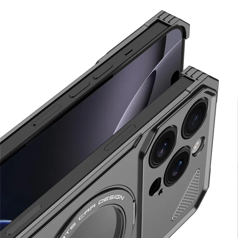 DYONG For iPhone 16 Pro Metal Case Frameless Hollow Heat Dissipation Phone Cover with Kickstand - Silver