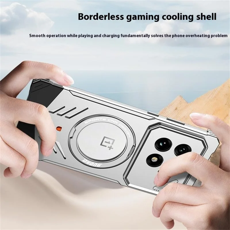 DYONG For OnePlus 13 Metal Case Frameless Hollow Heat Dissipation Phone Cover with Kickstand - Silver