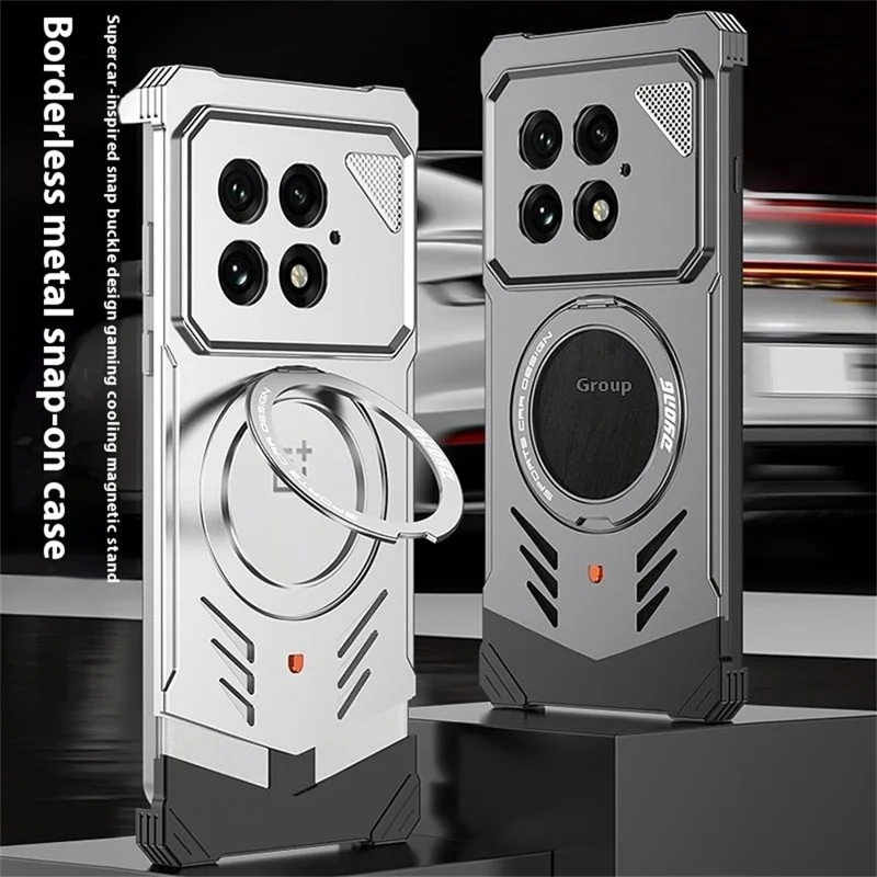 DYONG For OnePlus 13 Metal Case Frameless Hollow Heat Dissipation Phone Cover with Kickstand - Silver