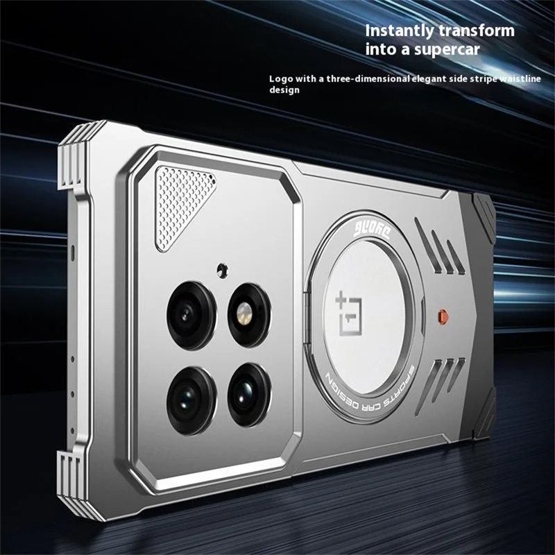 DYONG For OnePlus 13 Metal Case Frameless Hollow Heat Dissipation Phone Cover with Kickstand - Silver