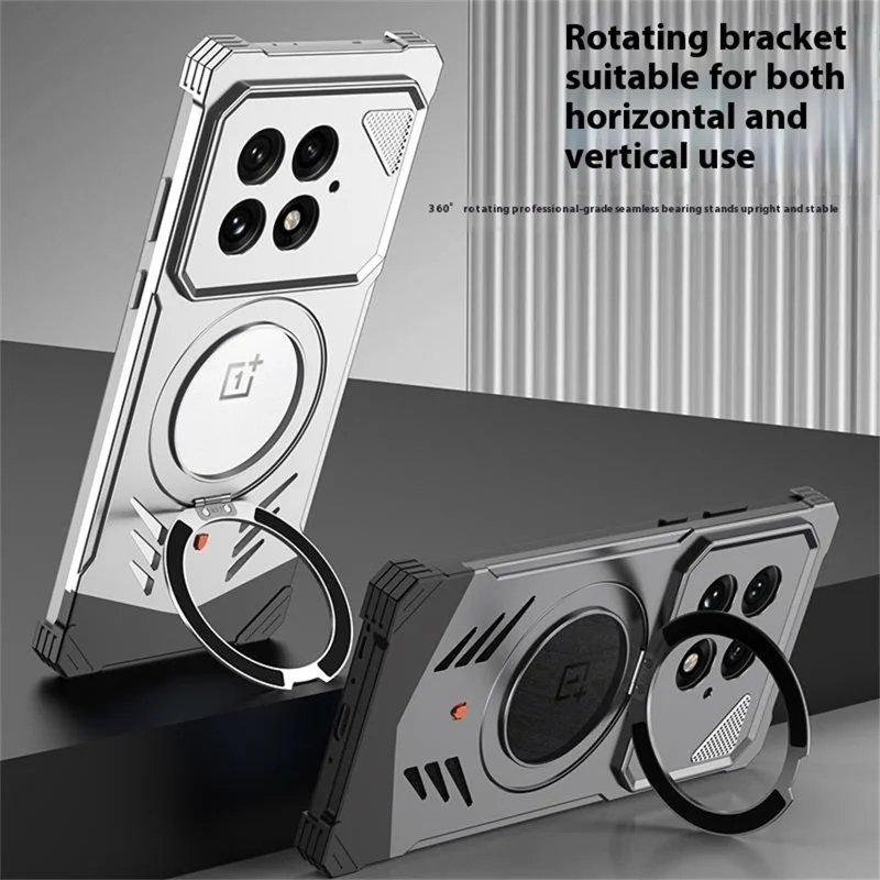 DYONG For OnePlus 13 Metal Case Frameless Hollow Heat Dissipation Phone Cover with Kickstand - Silver