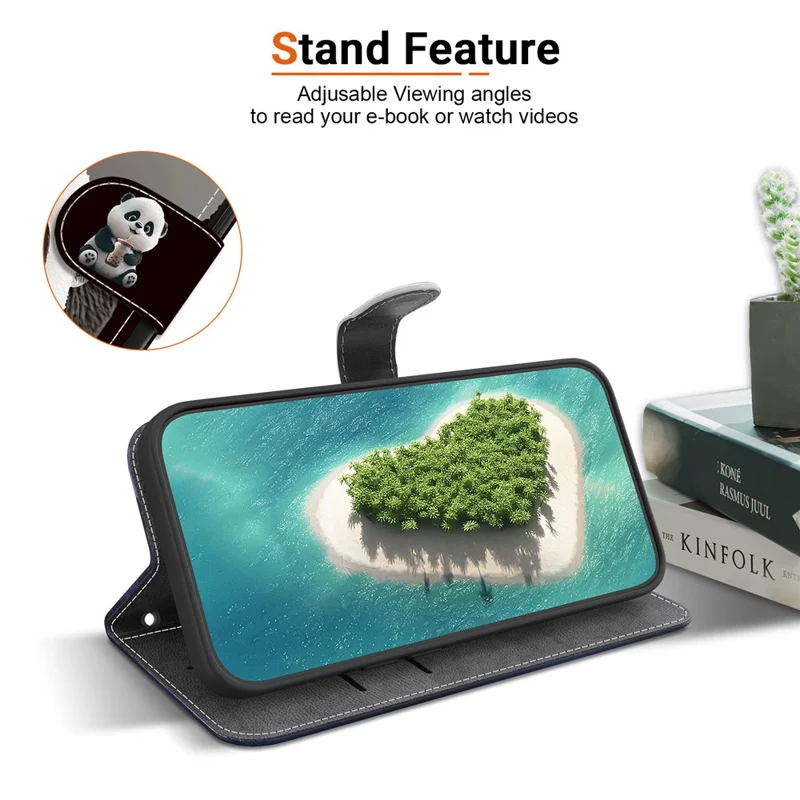 For Samsung Galaxy S25 Edge Leather Case Stand Wallet Pattern Printing Phone Cover with Wrist Strap - Milk Tea Panda