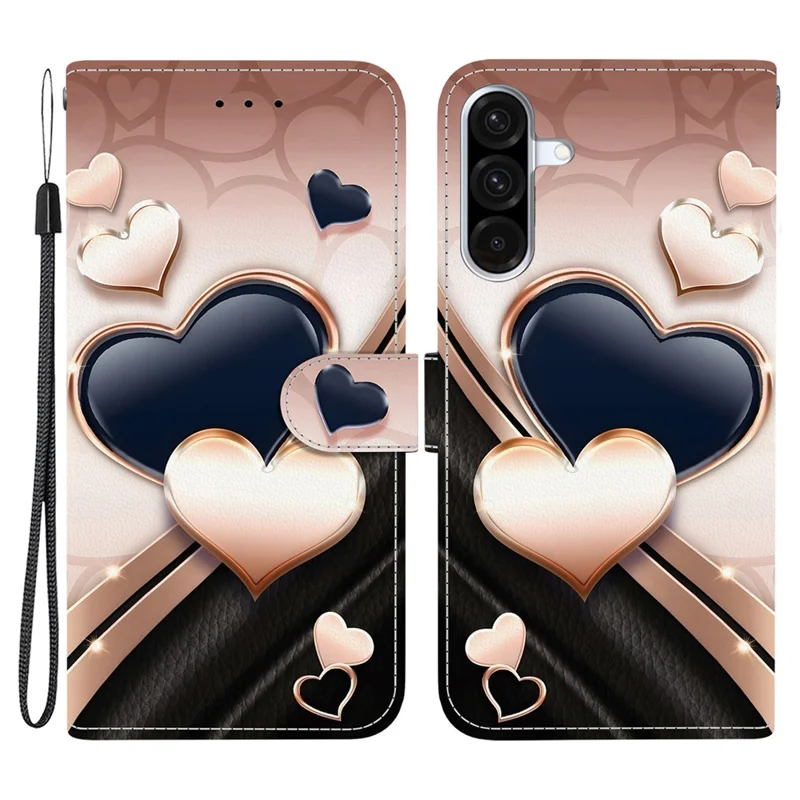 Étui en cuir avec support pour Samsung Galaxy A56 5G, motif portefeuille, avec dragonne - Amour