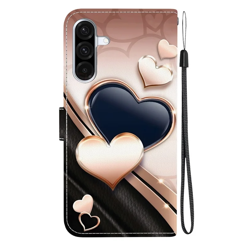 Étui en cuir avec support pour Samsung Galaxy A56 5G, motif portefeuille, avec dragonne - Amour