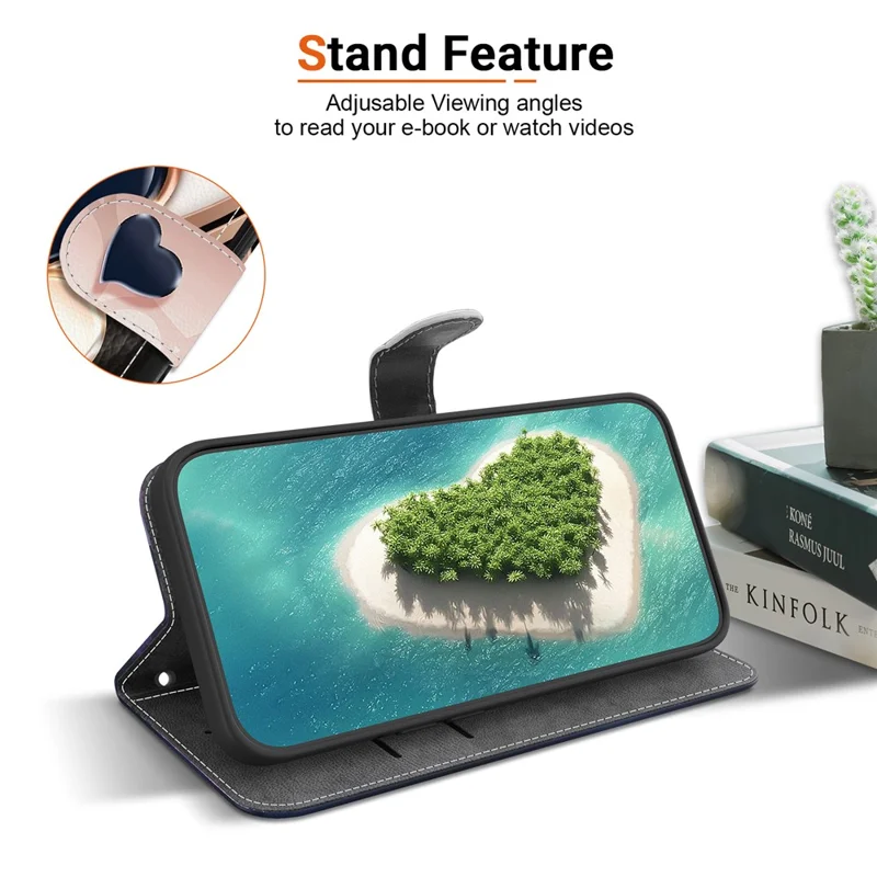 For Google Pixel 9 Pro XL Leather Case Stand Wallet Pattern Printing Phone Cover with Wrist Strap - Love