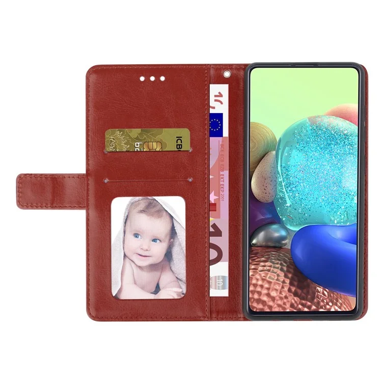 Case de Teléfono Protector de Cuero PU Para Motorola Moto G72 4G, HT01 Líneas en Forma de y Impresas Soporte de Billetera Magnético Cubierta Celular Con Correa - Marrón