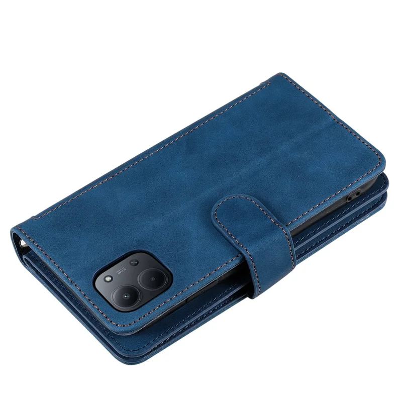 For Xiaomi Redmi 15C 5G (EU) (173mm) / 15C 4G (EU) (173mm) Case 9 Card Slots Zipper Wallet PU Leather Phone Cover with Wrist Strap - Blue