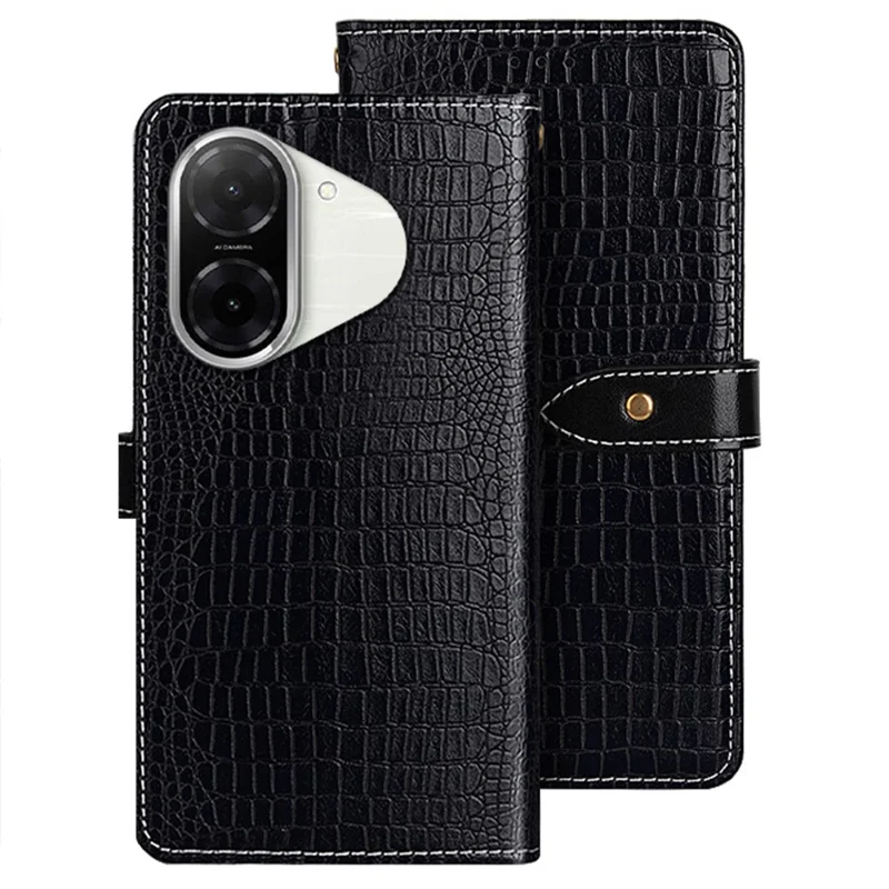 IDEWEI Für Xiaomi Redmi A5 NFC (EU) (173,45 mm) Hülle Kroko-Textur PU-Leder Flip Handyhülle - Schwarz