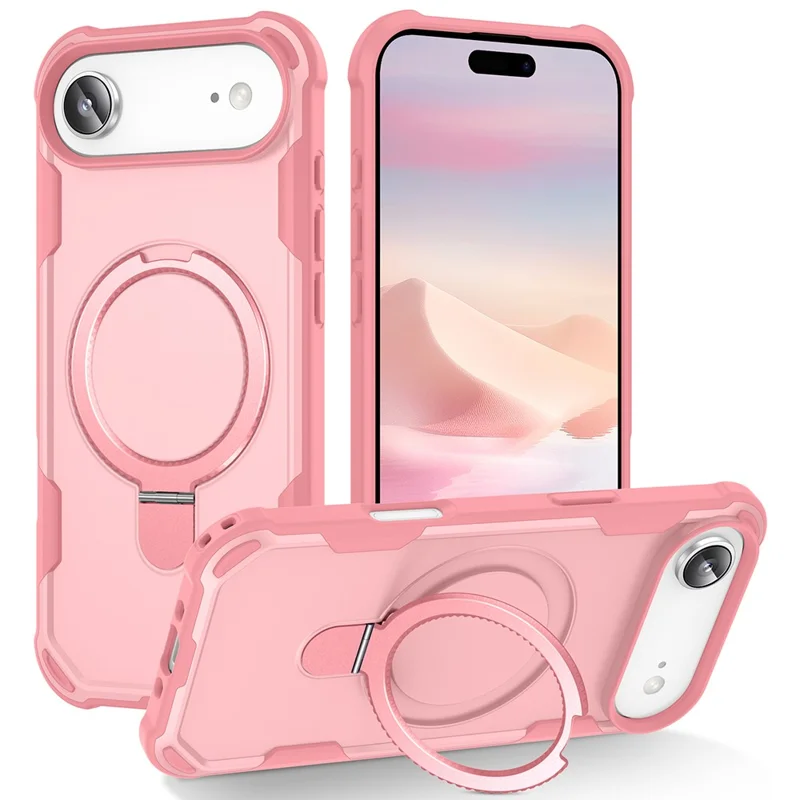 For iPhone Air Case Compatible with MagSafe Kickstand TPU + PC Shockproof Phone Back Cover - Pink