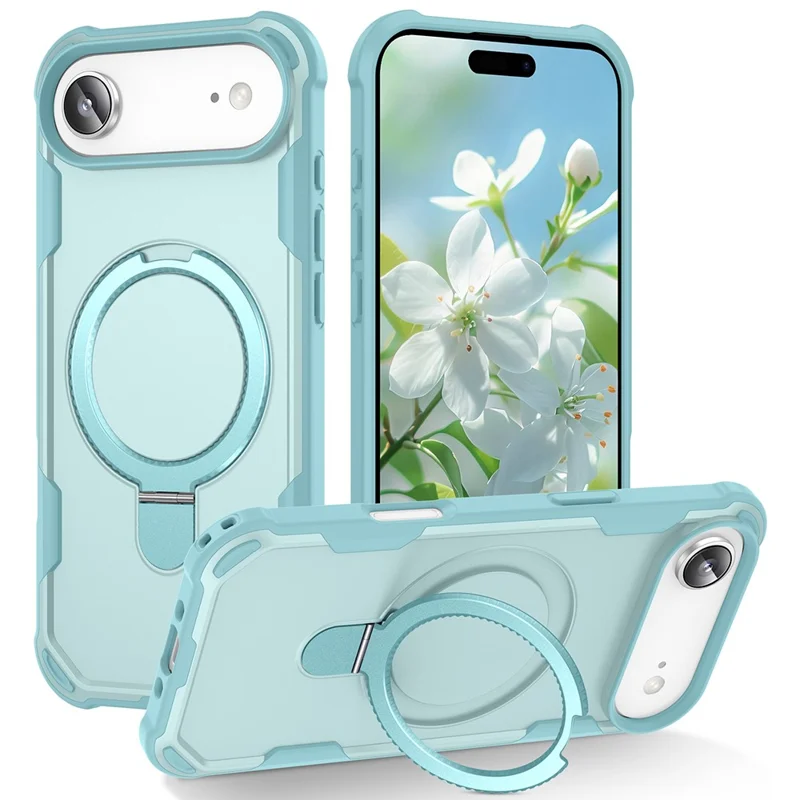 For iPhone Air Case Compatible with MagSafe Kickstand TPU + PC Shockproof Phone Back Cover - Lake Blue