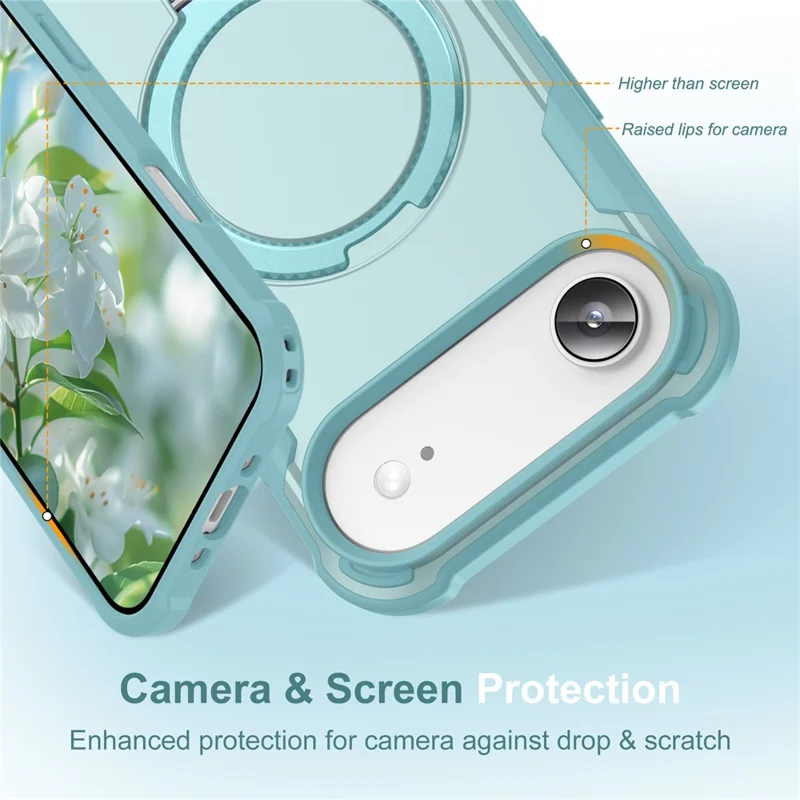For iPhone Air Case Compatible with MagSafe Kickstand TPU + PC Shockproof Phone Back Cover - Lake Blue