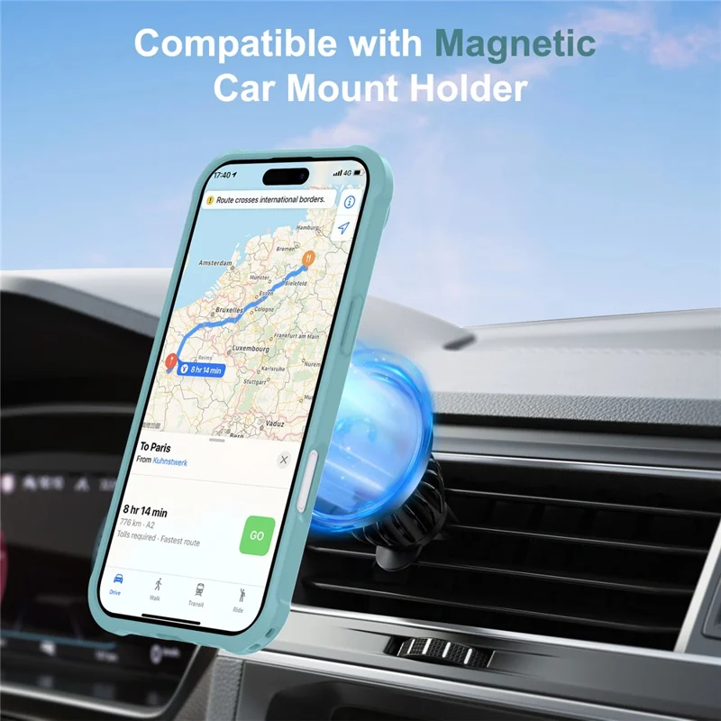 For iPhone Air Case Compatible with MagSafe Kickstand TPU + PC Shockproof Phone Back Cover - Lake Blue