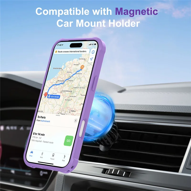 For iPhone 17 Pro Max Case Compatible with MagSafe Kickstand TPU + PC Shockproof Phone Back Cover - Purple