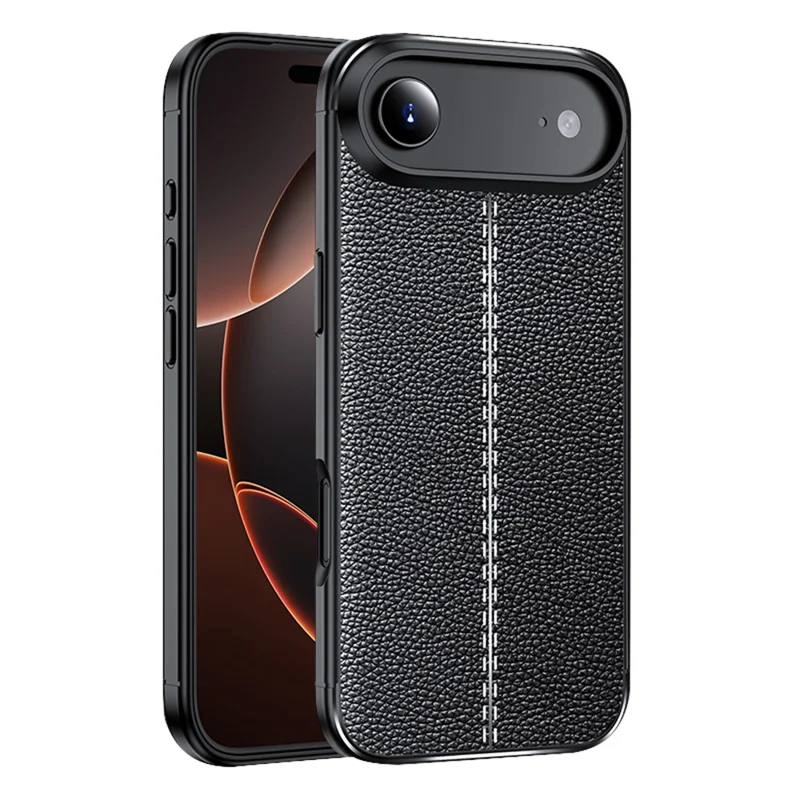 Per iPhone 17 Air Case Texture Litchi TPU Flessibile Custodia per Telefono - Nero
