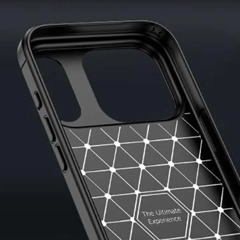 Capa para iPhone 17 Pro com Textura de Couro Sintético, Capa de Telefone Flexível de TPU - Preto