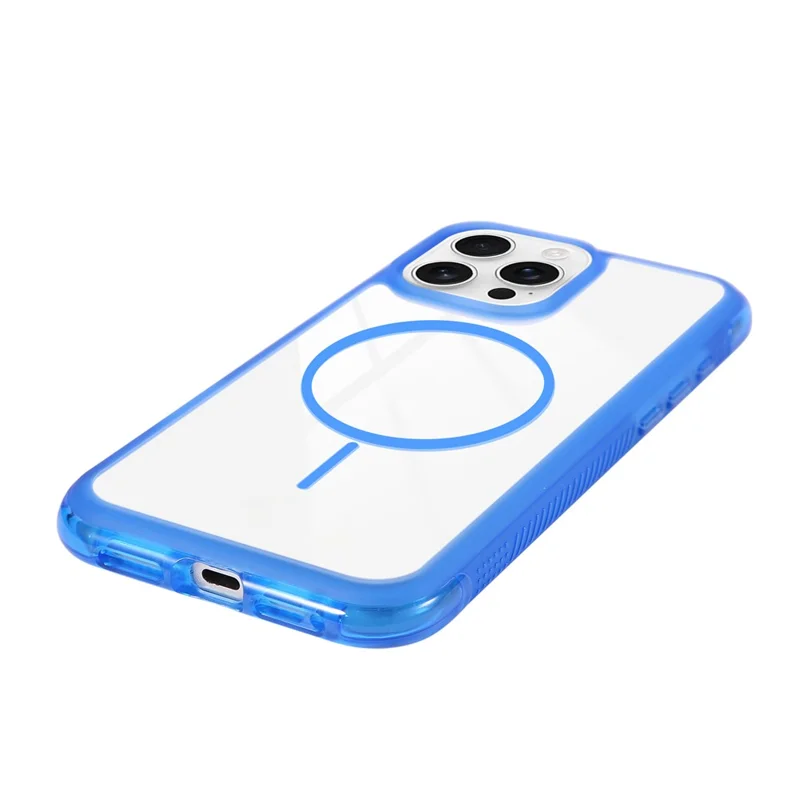 For iPhone 16 Pro Magnetic Case TPU + PC Crystal Clear Phone Cover - Dark Blue