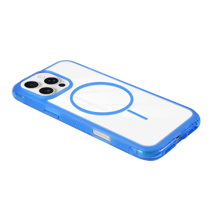 For iPhone 16 Pro Max Magnetic Case TPU + PC Crystal Clear Phone Cover - Dark Blue