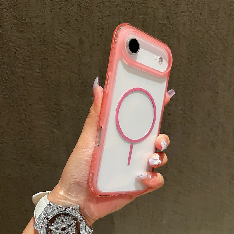 For iPhone 17 Air Magnetic Case TPU + PC Crystal Clear Phone Cover - Pink