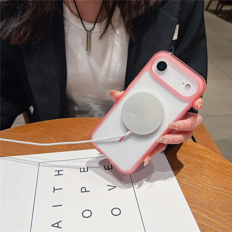 For iPhone 17 Air Magnetic Case TPU + PC Crystal Clear Phone Cover - Pink
