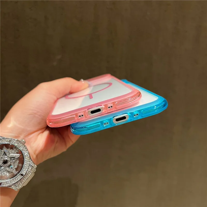 For iPhone 17 Air Magnetic Case TPU + PC Crystal Clear Phone Cover - Pink