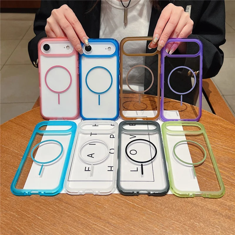 For iPhone 17 Air Magnetic Case TPU + PC Crystal Clear Phone Cover - Pink