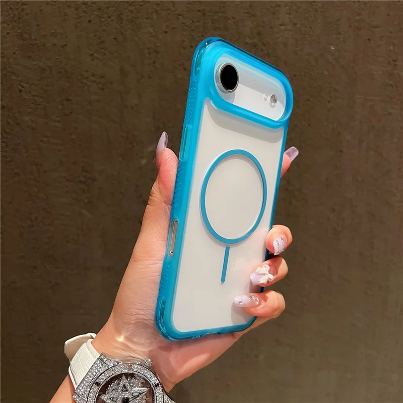 For iPhone Air Magnetic Case TPU + PC Crystal Clear Phone Cover - Sky Blue