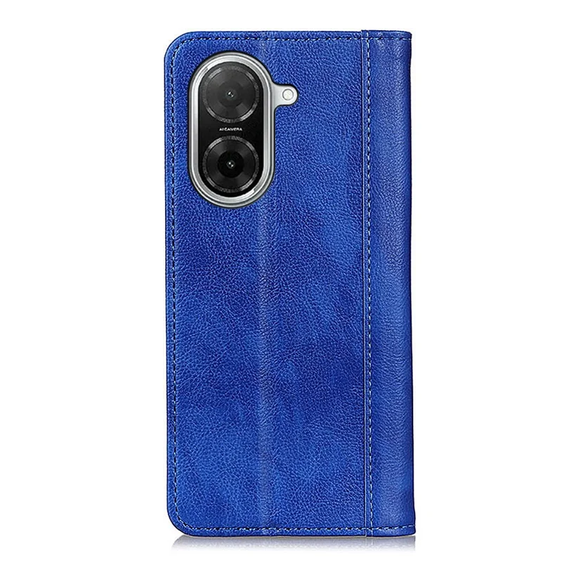 Für Xiaomi Redmi A5 NFC (EU) (173,45 mm) Standhülle aus Echtleder mit Litschitextur als Brieftasche - Blau
