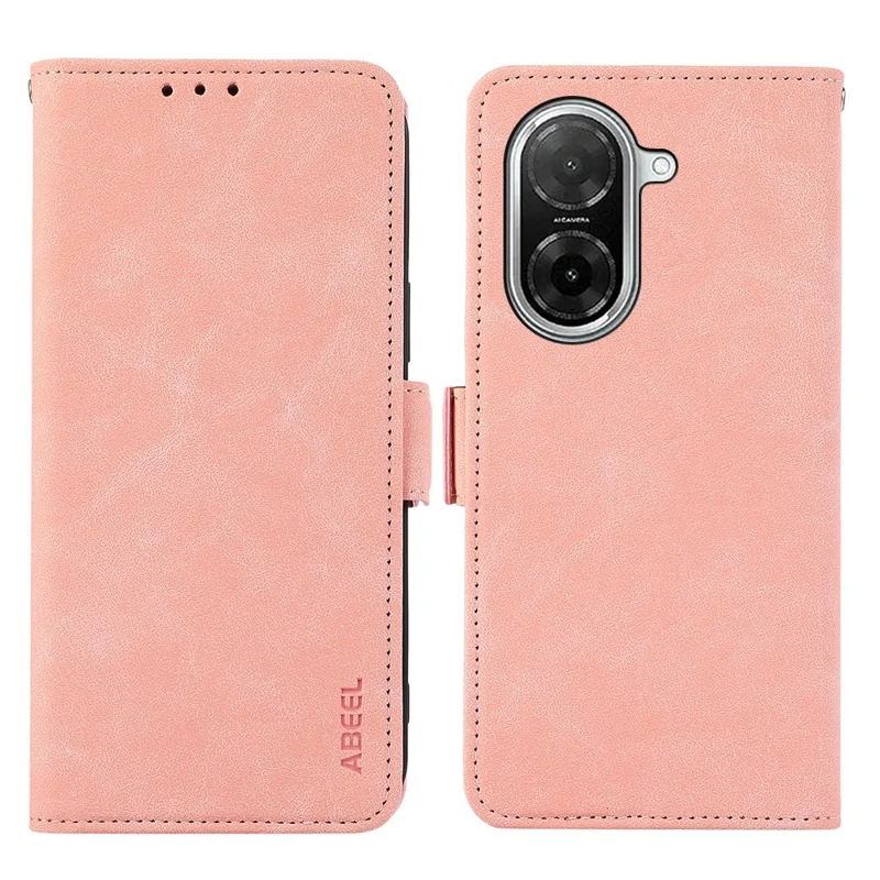 ABEEL pour Xiaomi Redmi A5 NFC (UE) (173,45 mm) Étui en cuir PU avec support rabattable, protection RFID - Rose