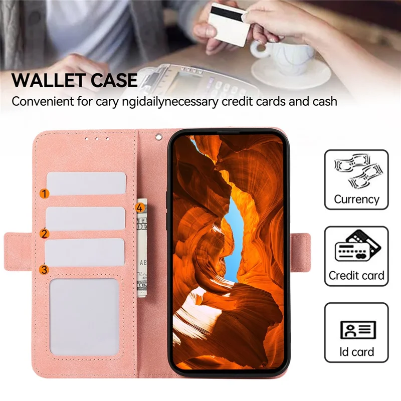ABEEL pour Xiaomi Redmi A5 NFC (UE) (173,45 mm) Étui en cuir PU avec support rabattable, protection RFID - Rose