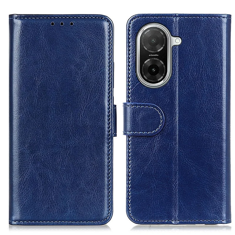 لـ Xiaomi Redmi A5 NFC (الاتحاد الأوروبي) (173.45 مم) غطاء جلد صناعي بملمس جلد الحصان المجنون مع حامل - أزرق