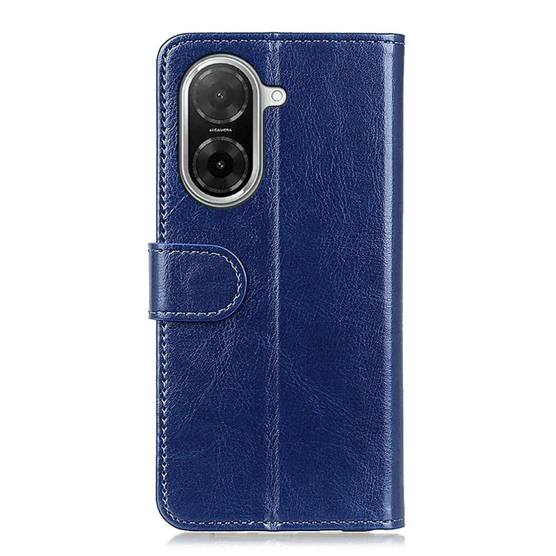 لـ Xiaomi Redmi A5 NFC (الاتحاد الأوروبي) (173.45 مم) غطاء جلد صناعي بملمس جلد الحصان المجنون مع حامل - أزرق